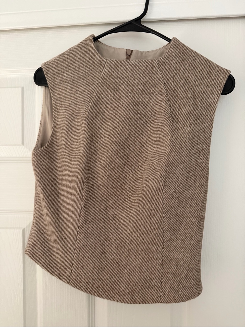 Odd Muse Beige Textured Tweed Sleeveless Top - Size S